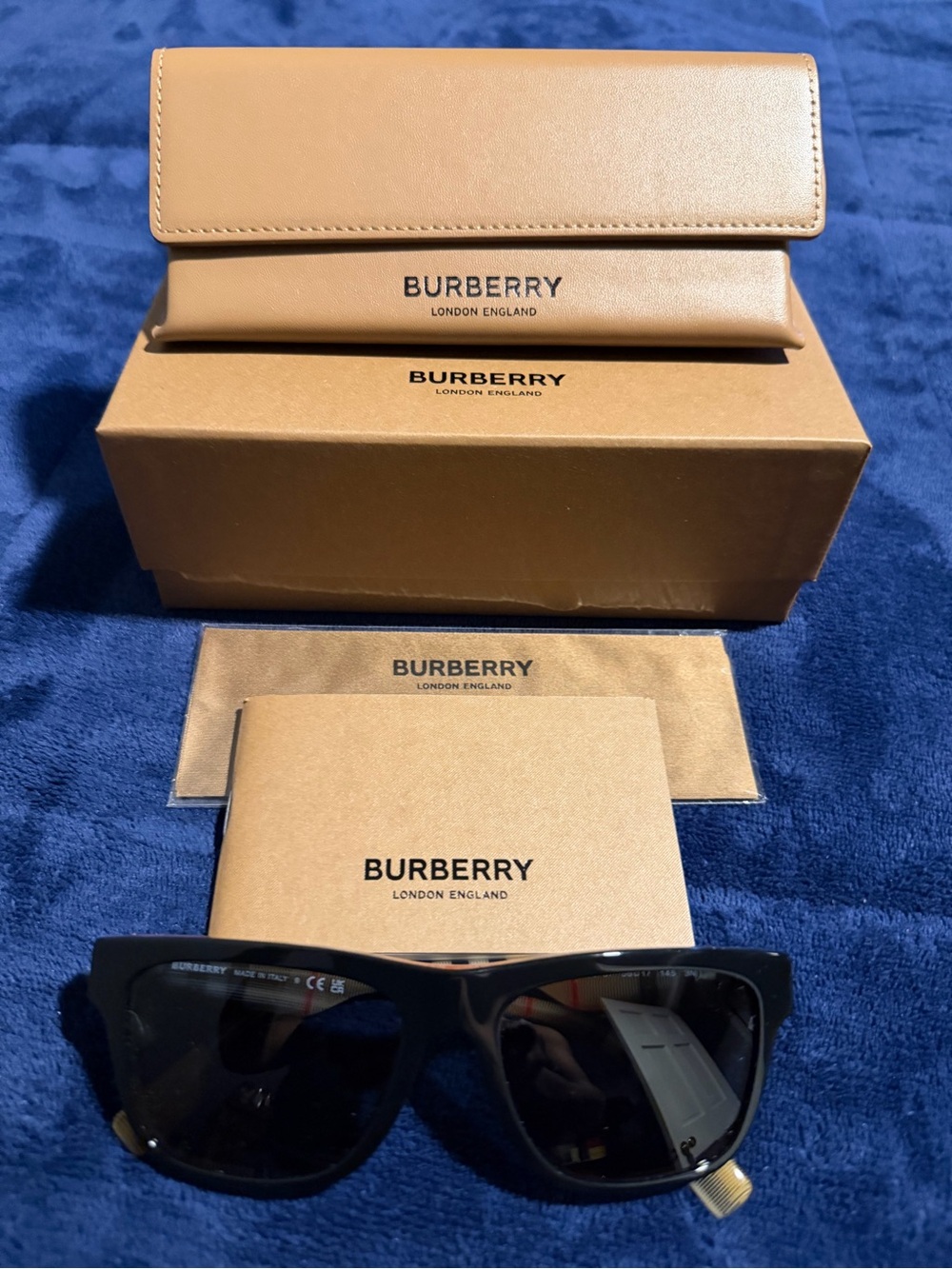 Burberry Black Sunglasses with Tan Accessories